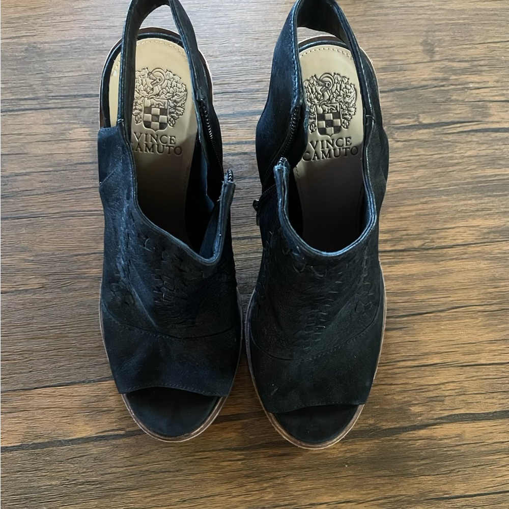 Vince Camuto Black Peep-Toe Heels